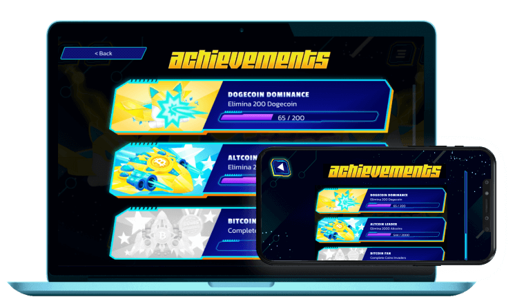 Screenshot of the achievements of the game free for pc Coins invaders